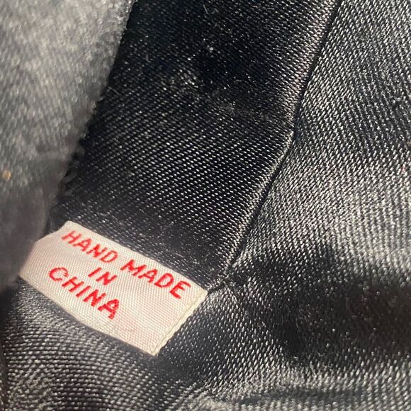 Vintage Handmade Black Velour Beaded Evening Bag Kiss Lock Purse Gold Chain - Picture 3 of 11